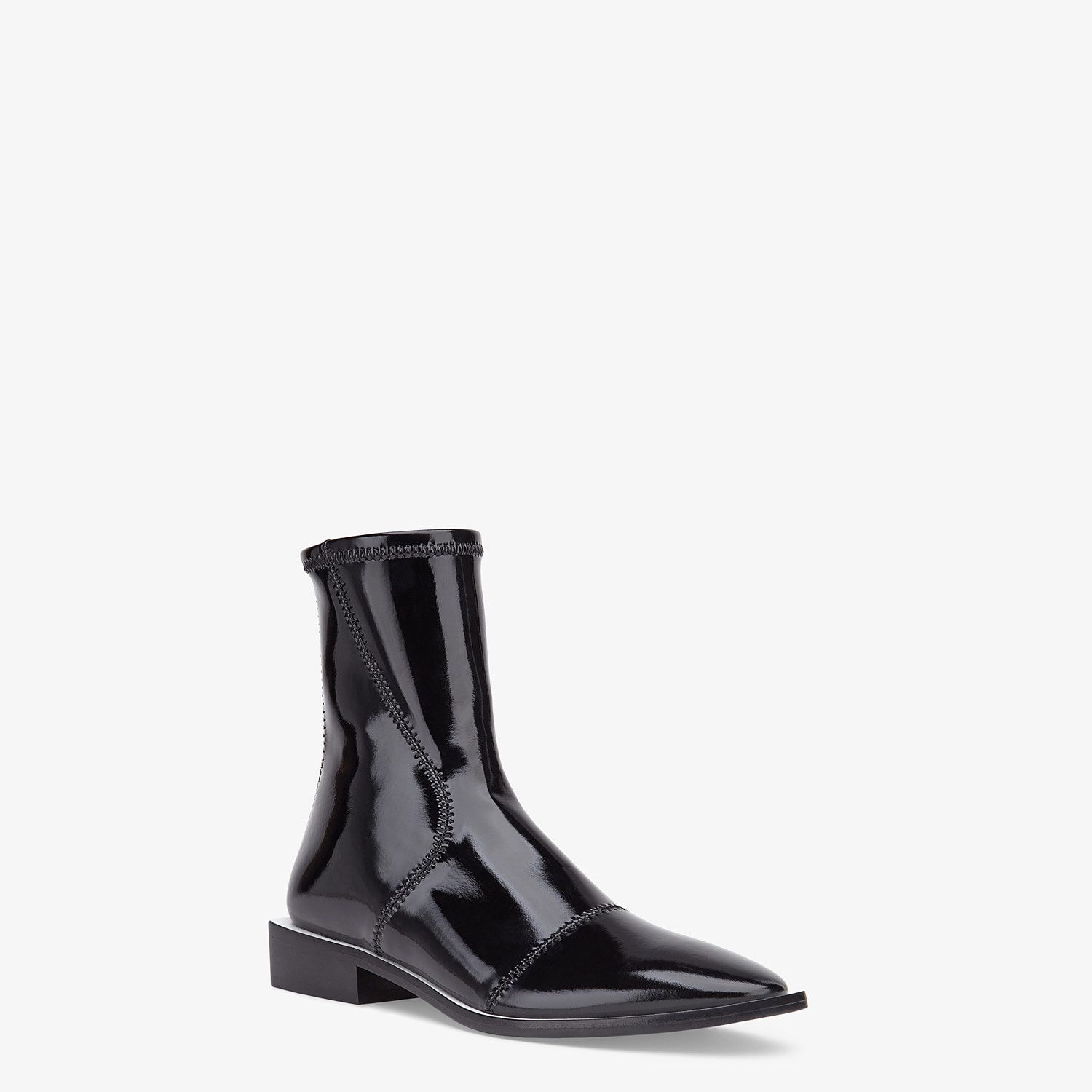 Glossy black neoprene low ankle boots - 2