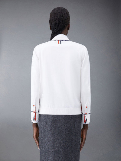 Thom Browne Silk Cotton Jersey Embroidered V-Neck Cardigan outlook