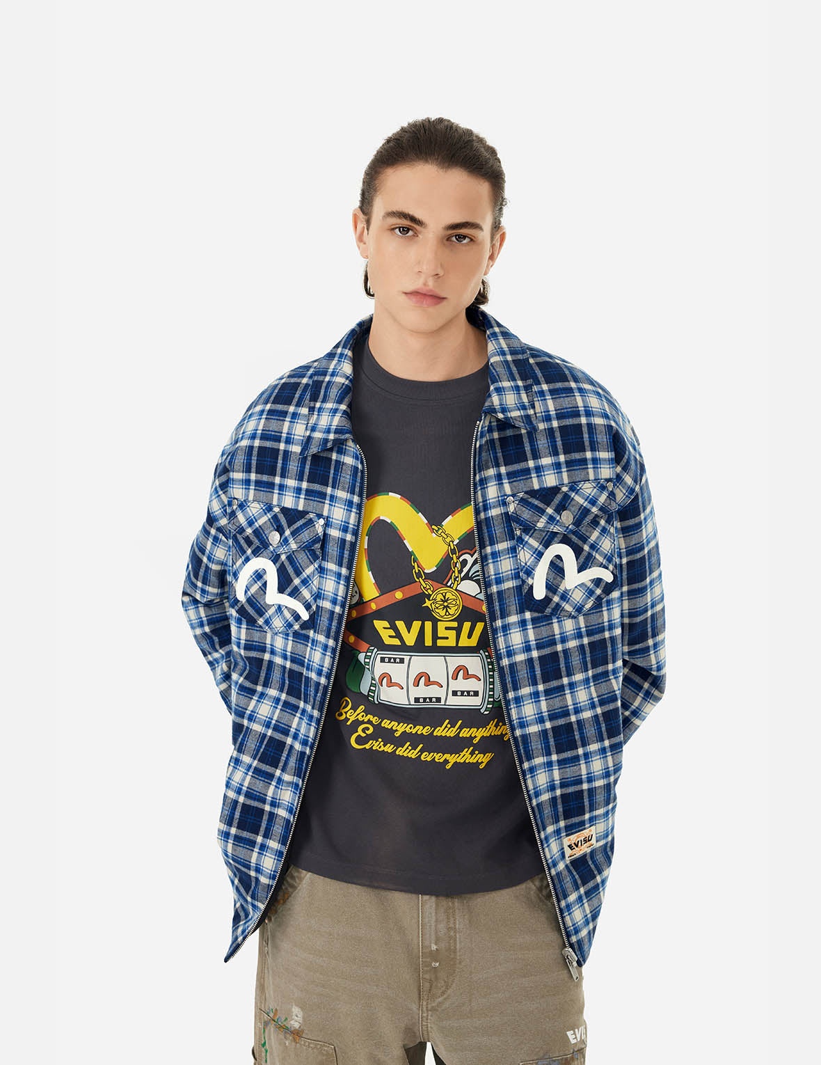 Reversible with Seagull Print Loose Fit Shirt Jacket - 4