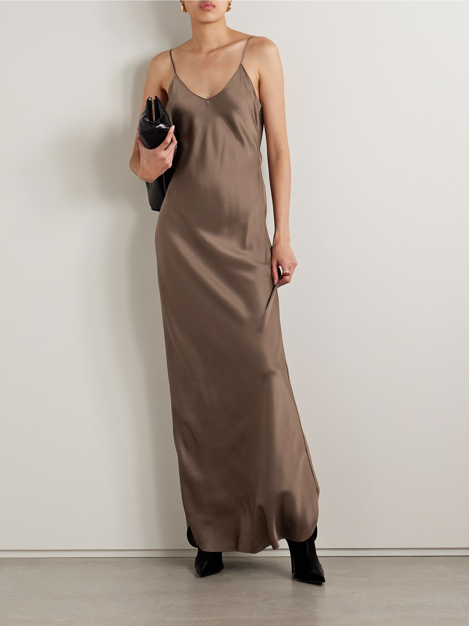 Cami silk-satin gown Brown - 2
