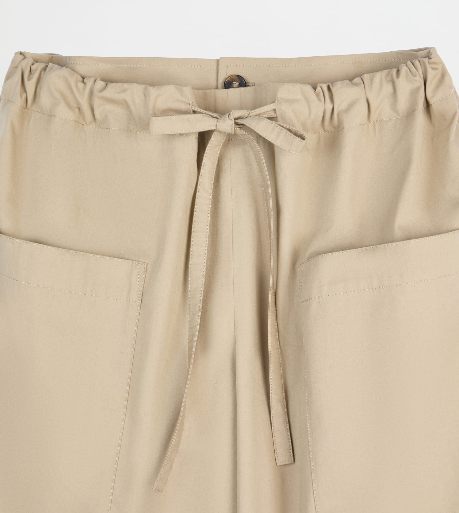 PANTS IN POPLIN WITH DRAWSTRING - BEIGE - 2