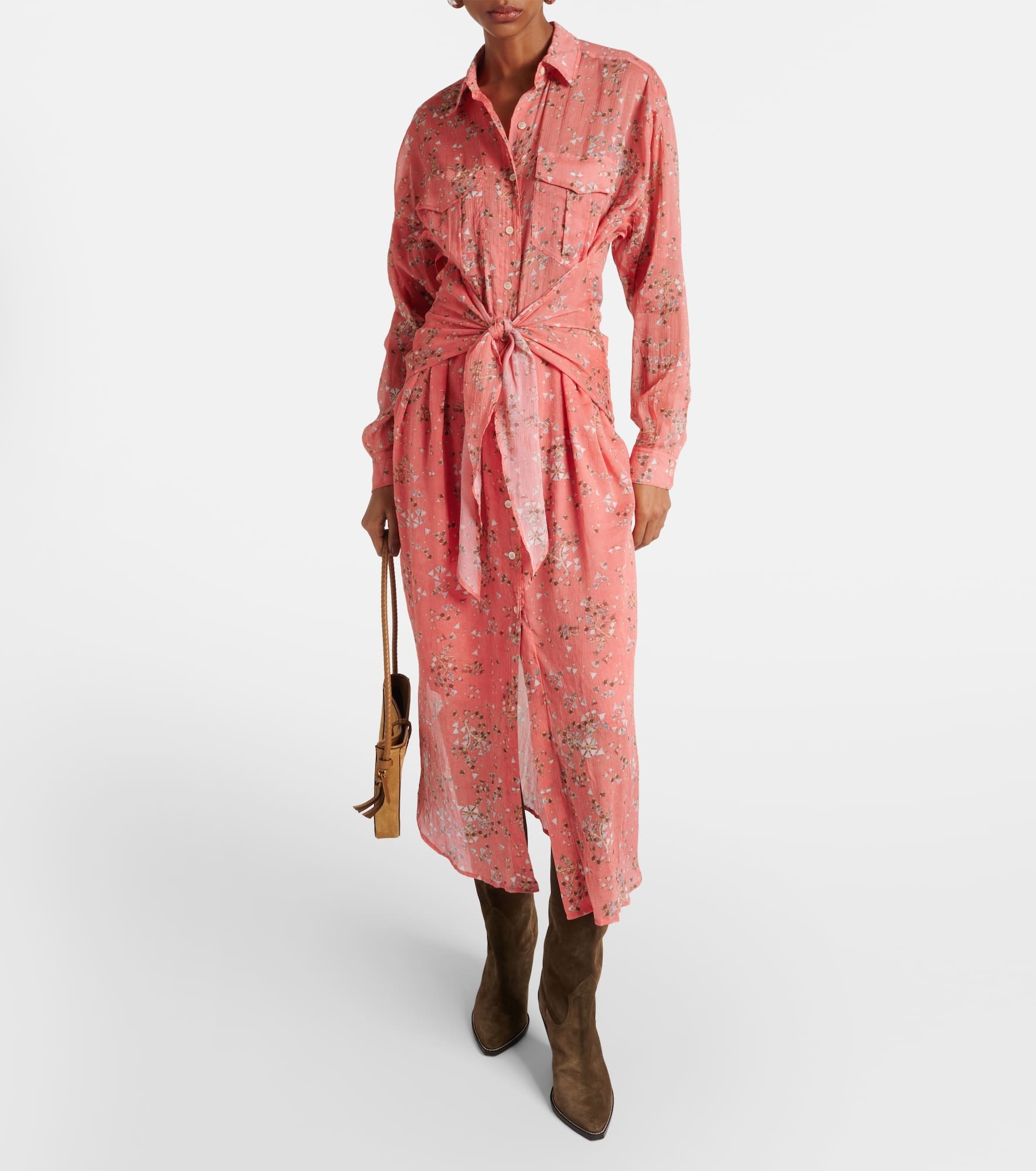 Anesy printed cotton and silk shirt dress - 2