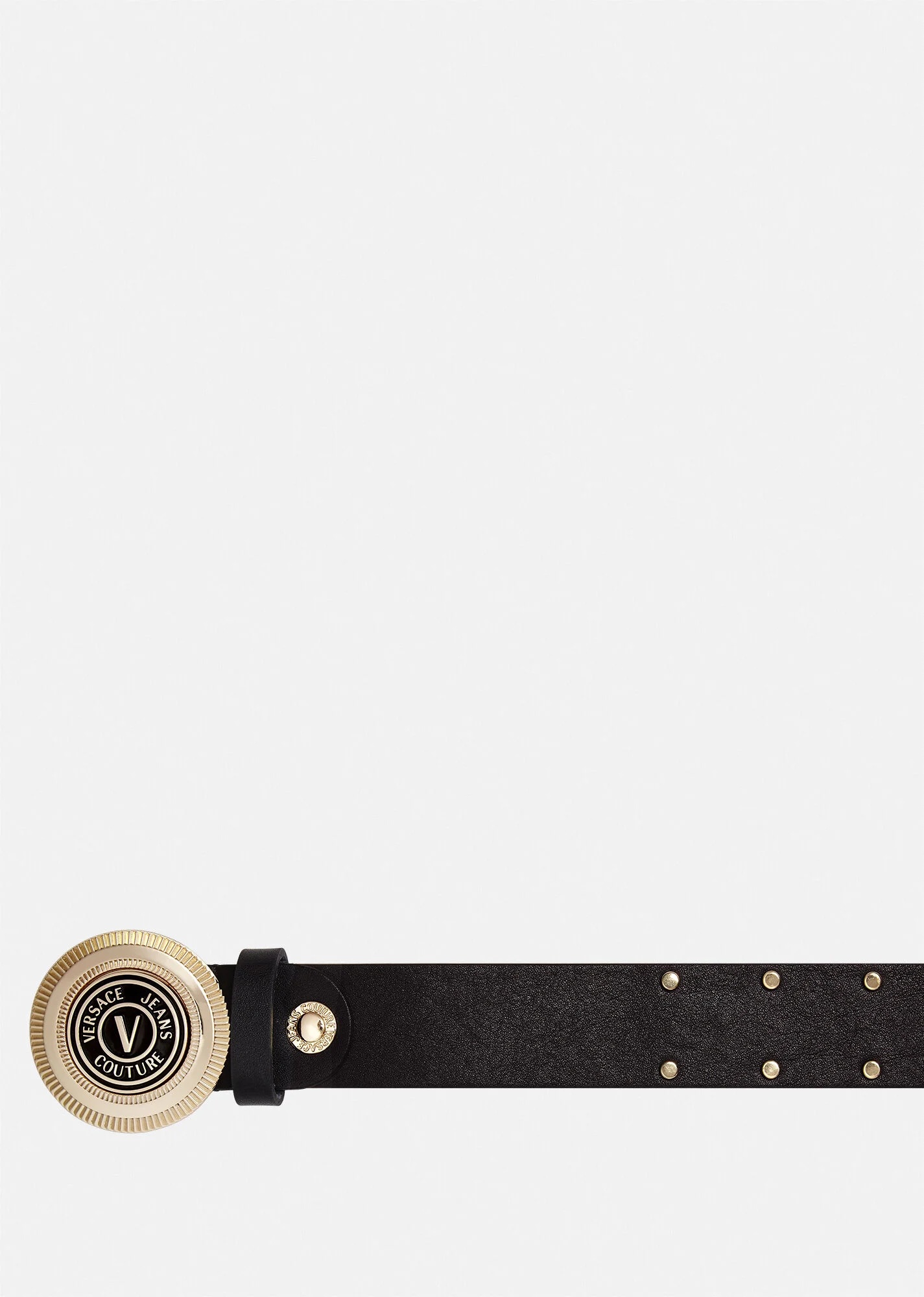 V-Emblem Round Studded Buckle Belt - 2