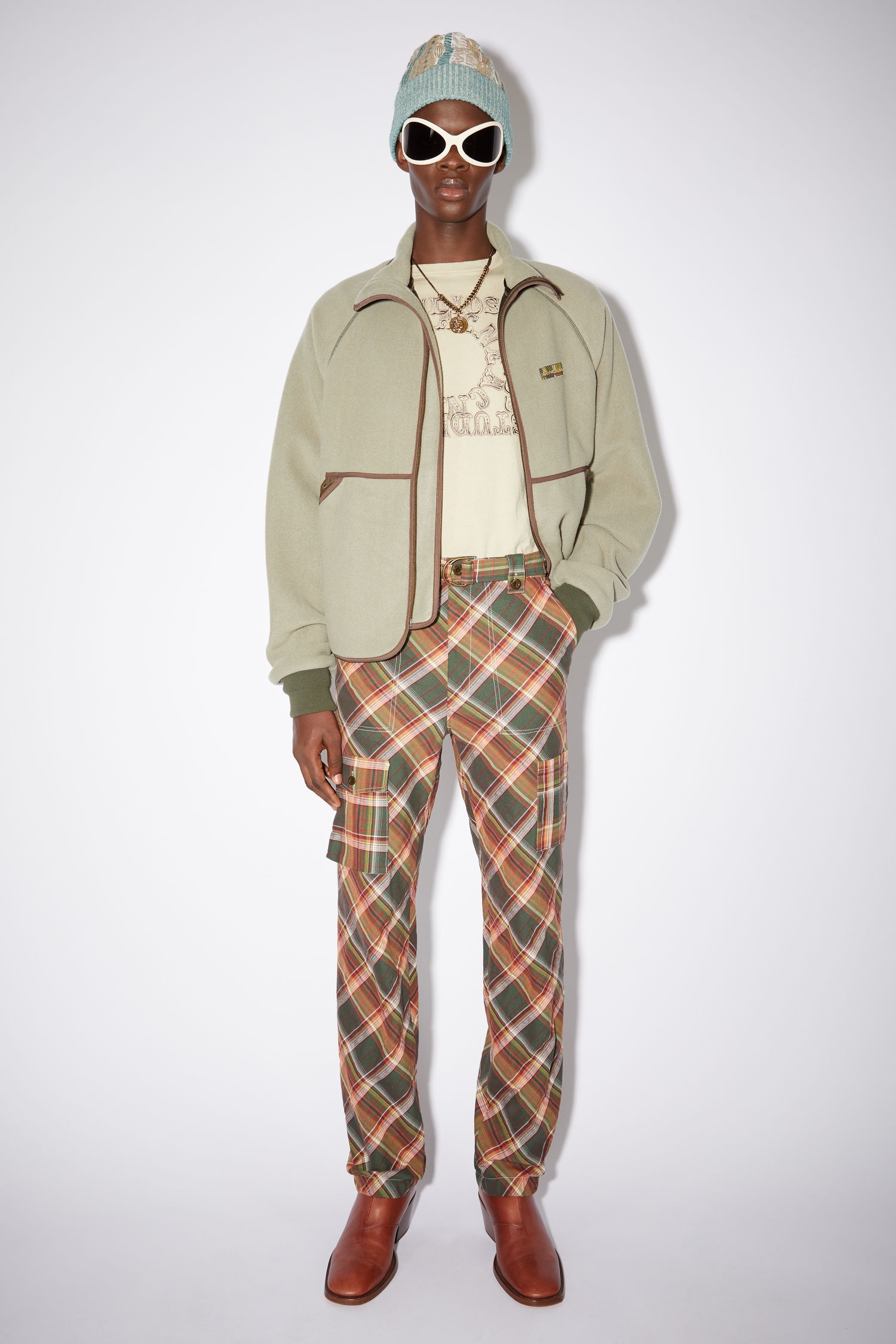 Slim combat trousers - Green/red - 2