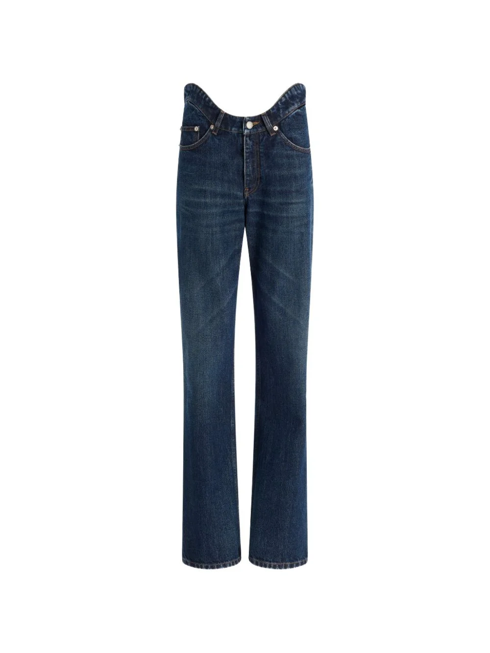 rounded-waist straight-leg jeans - 1