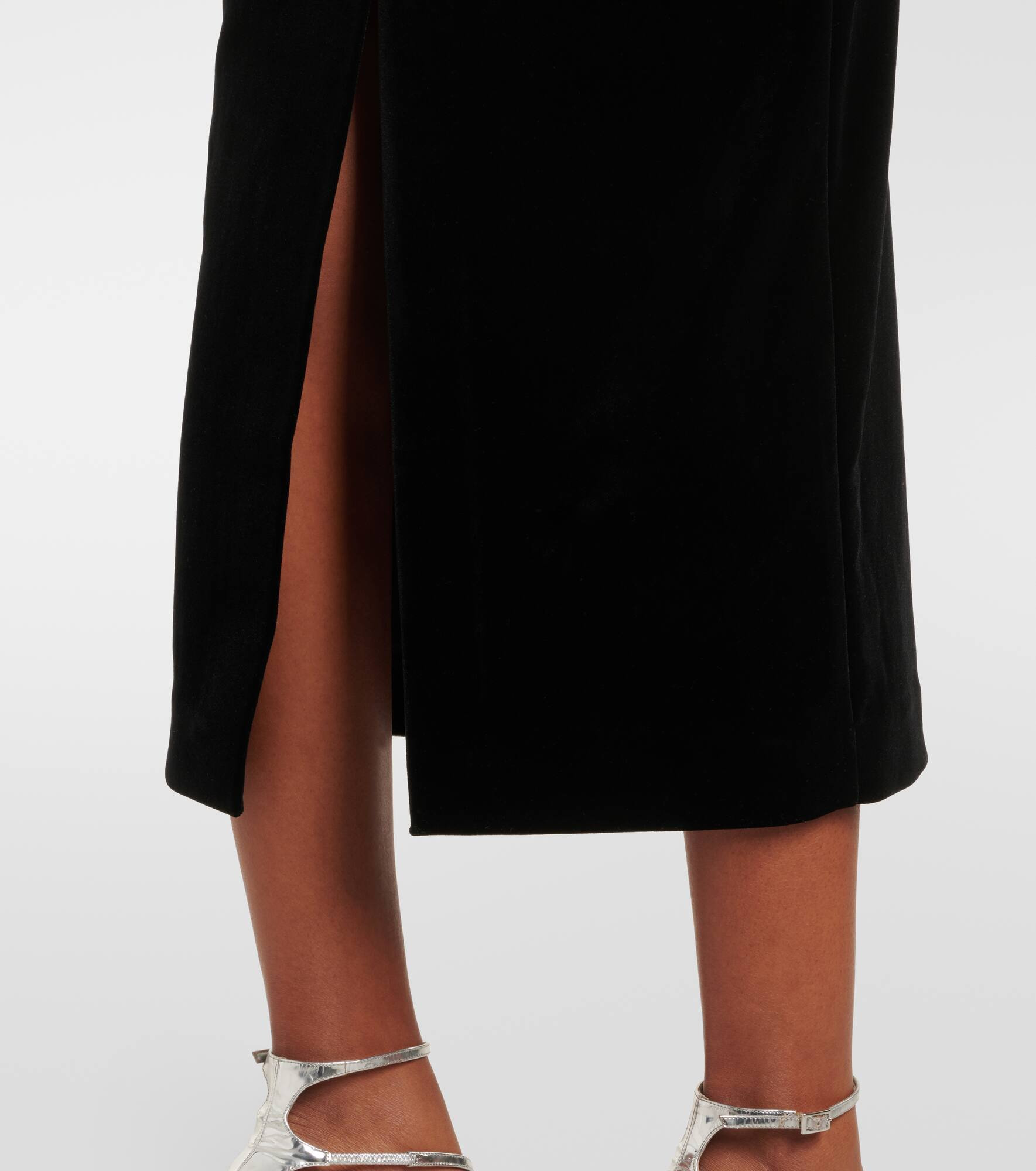 Embellished strapless velvet midi dress - 5