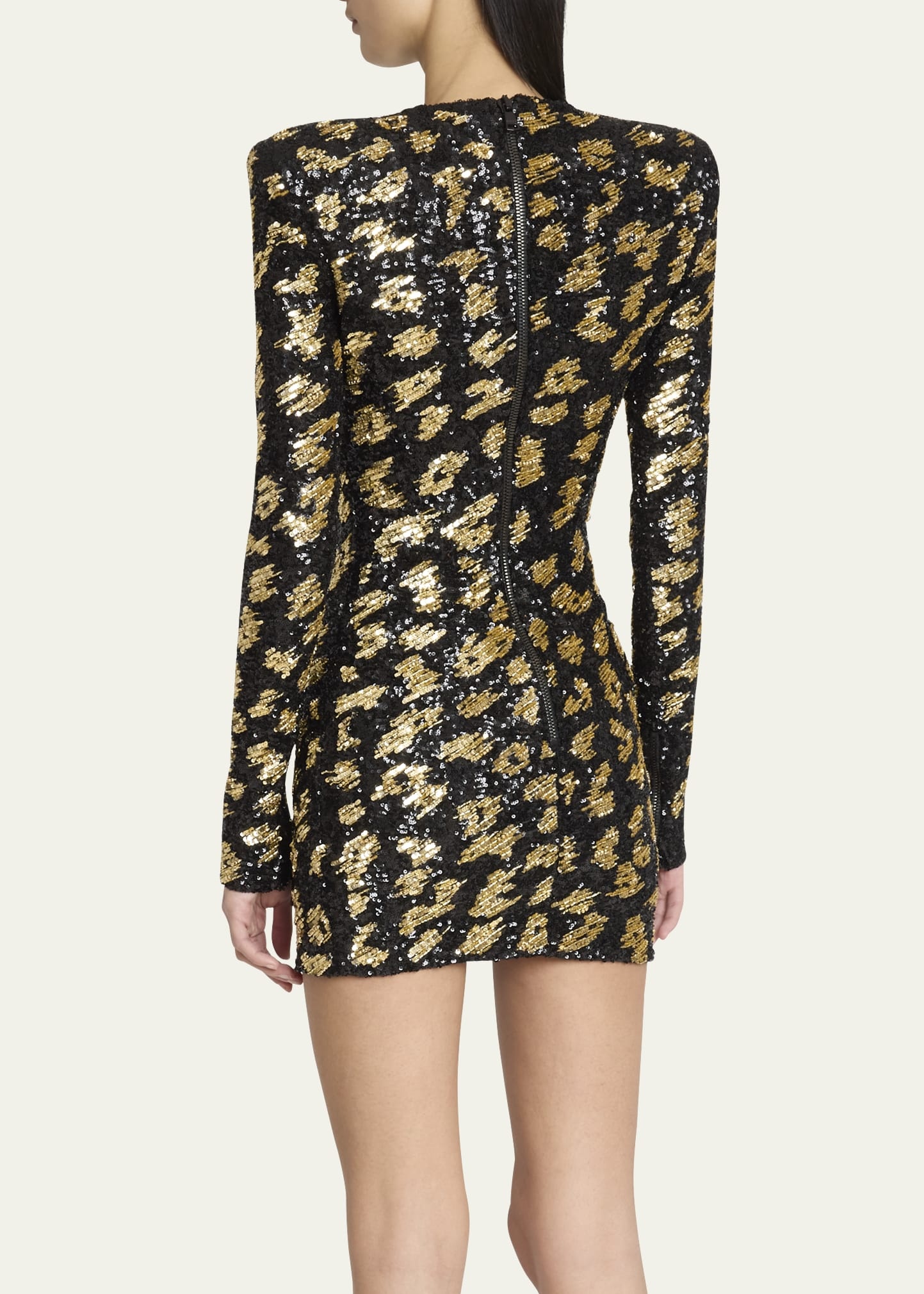 Sequined Leopard Structured Mini Dress - 3