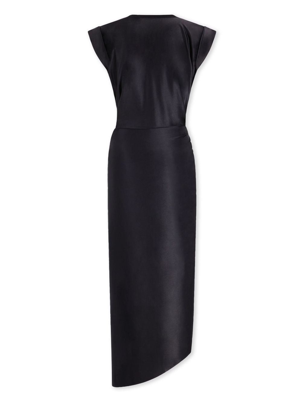 gathered-detail draped midi dress - 6