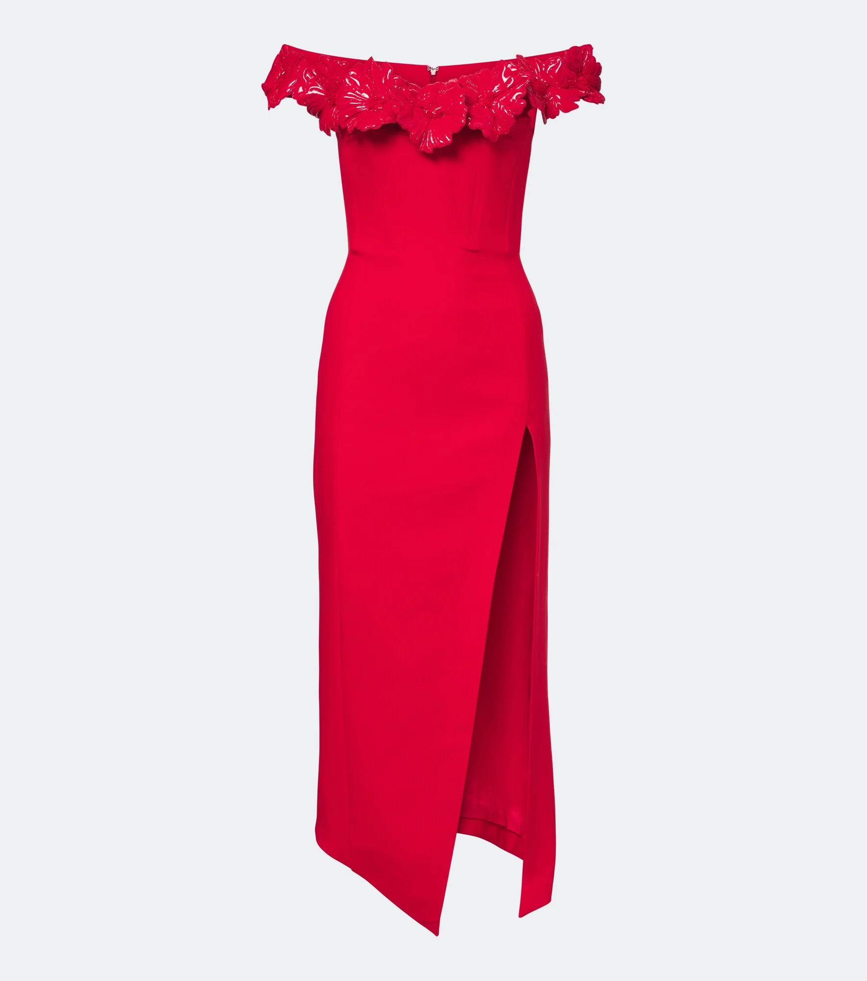 Off-shoulder wool-blend bustier dress - 1