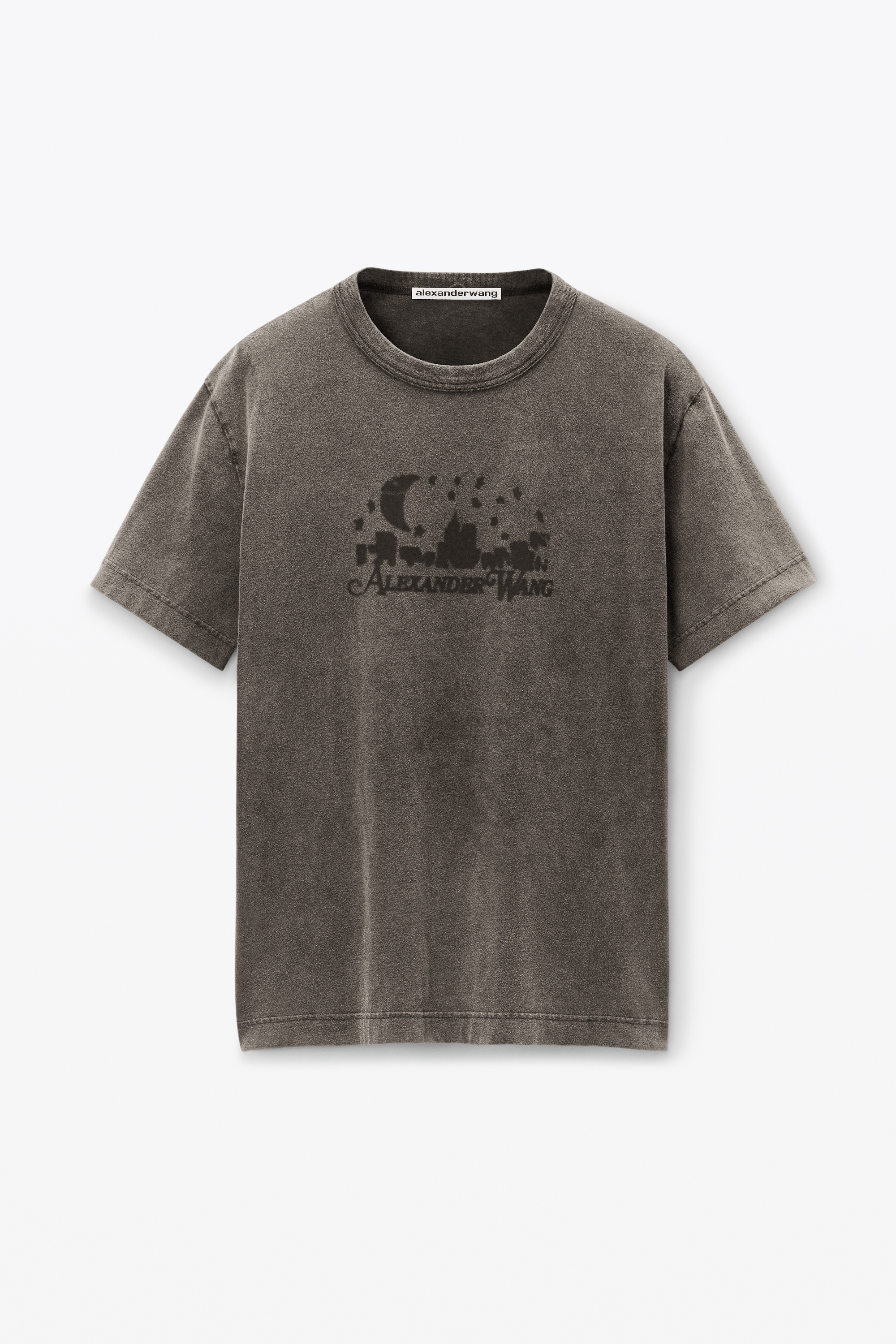 Distressed Skyline T-Shirt in Sueded Cotton Terry - 1