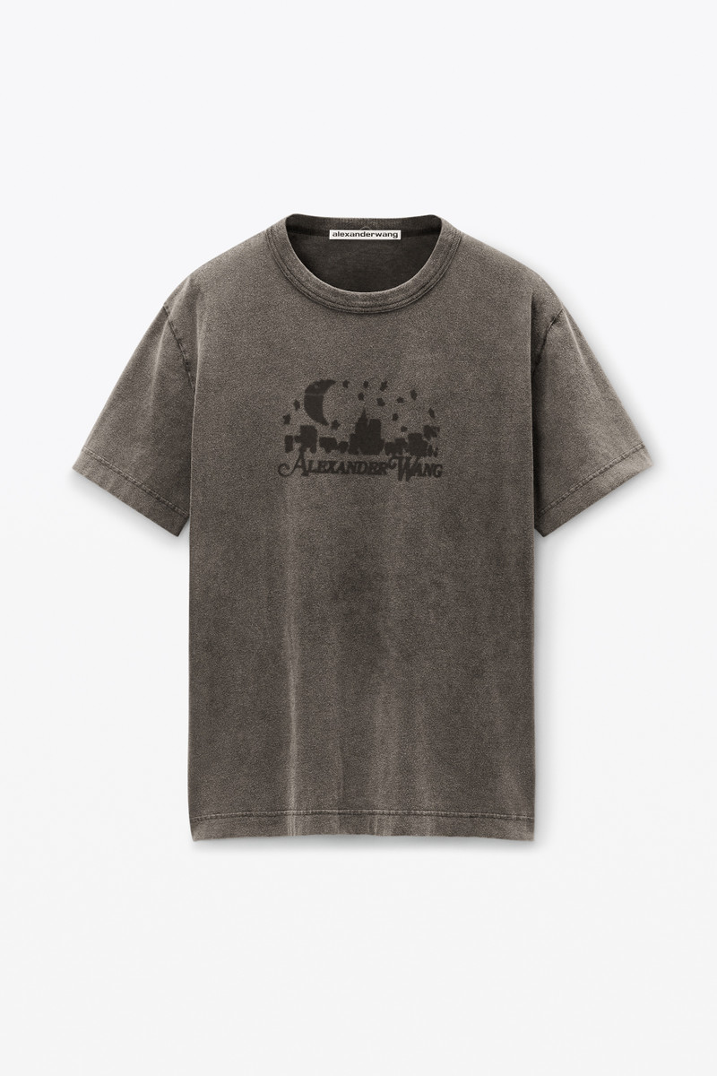 Distressed Skyline T-Shirt in Sueded Cotton Terry 1
