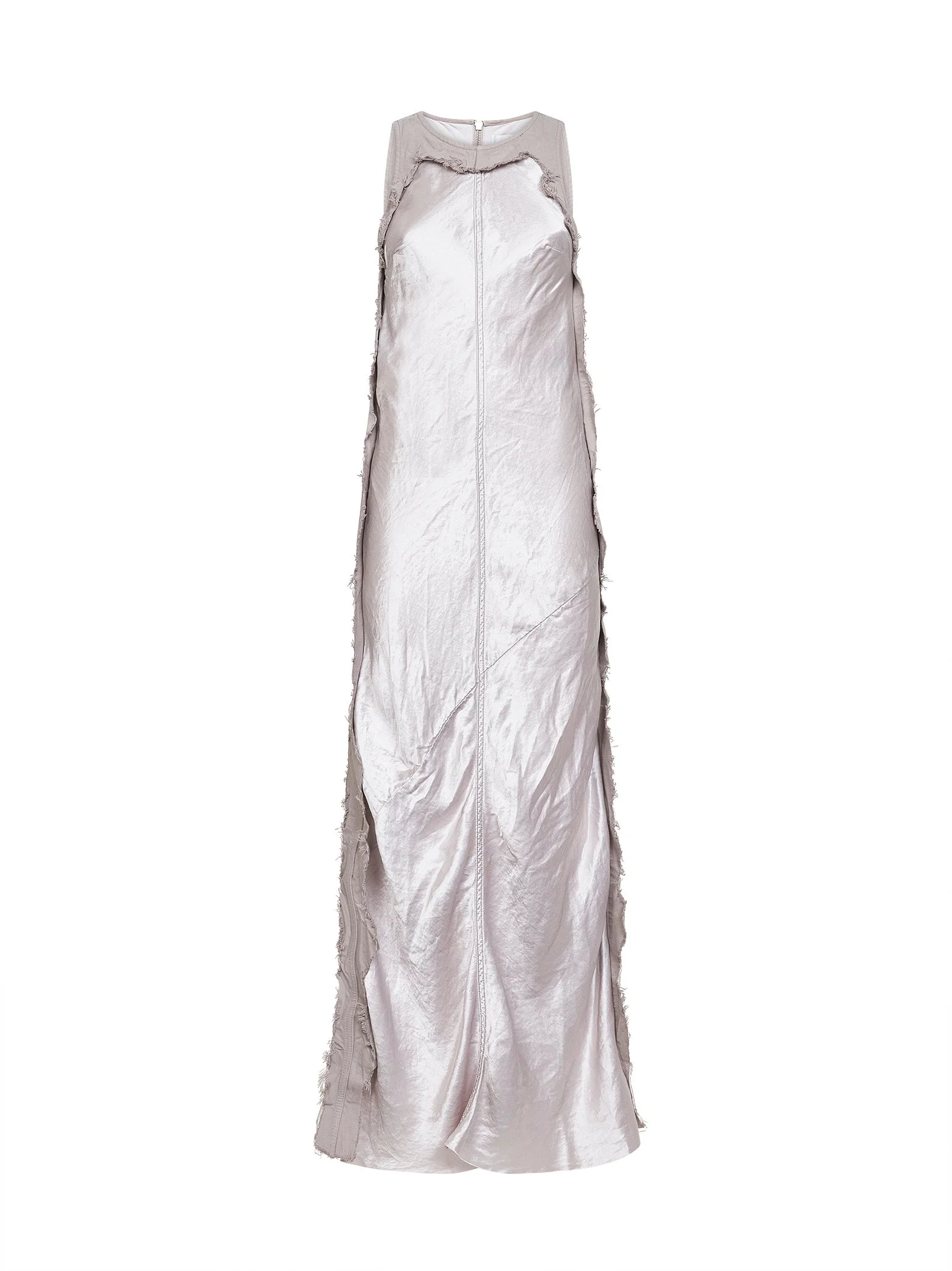 Ice grey cotton satin bull Toto long dress - 1