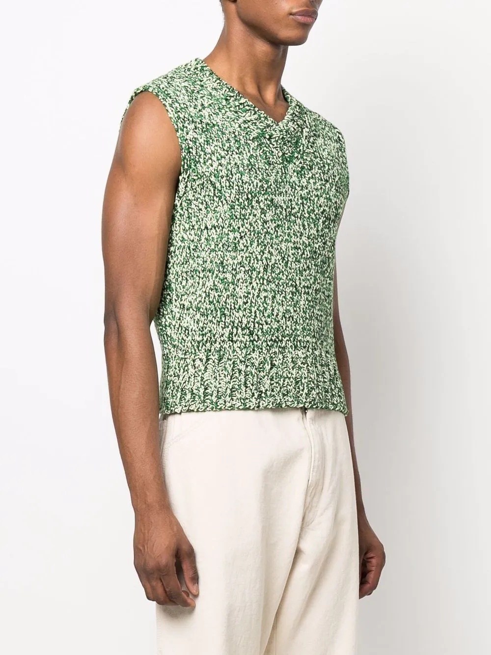 knitted V-neck vest - 3