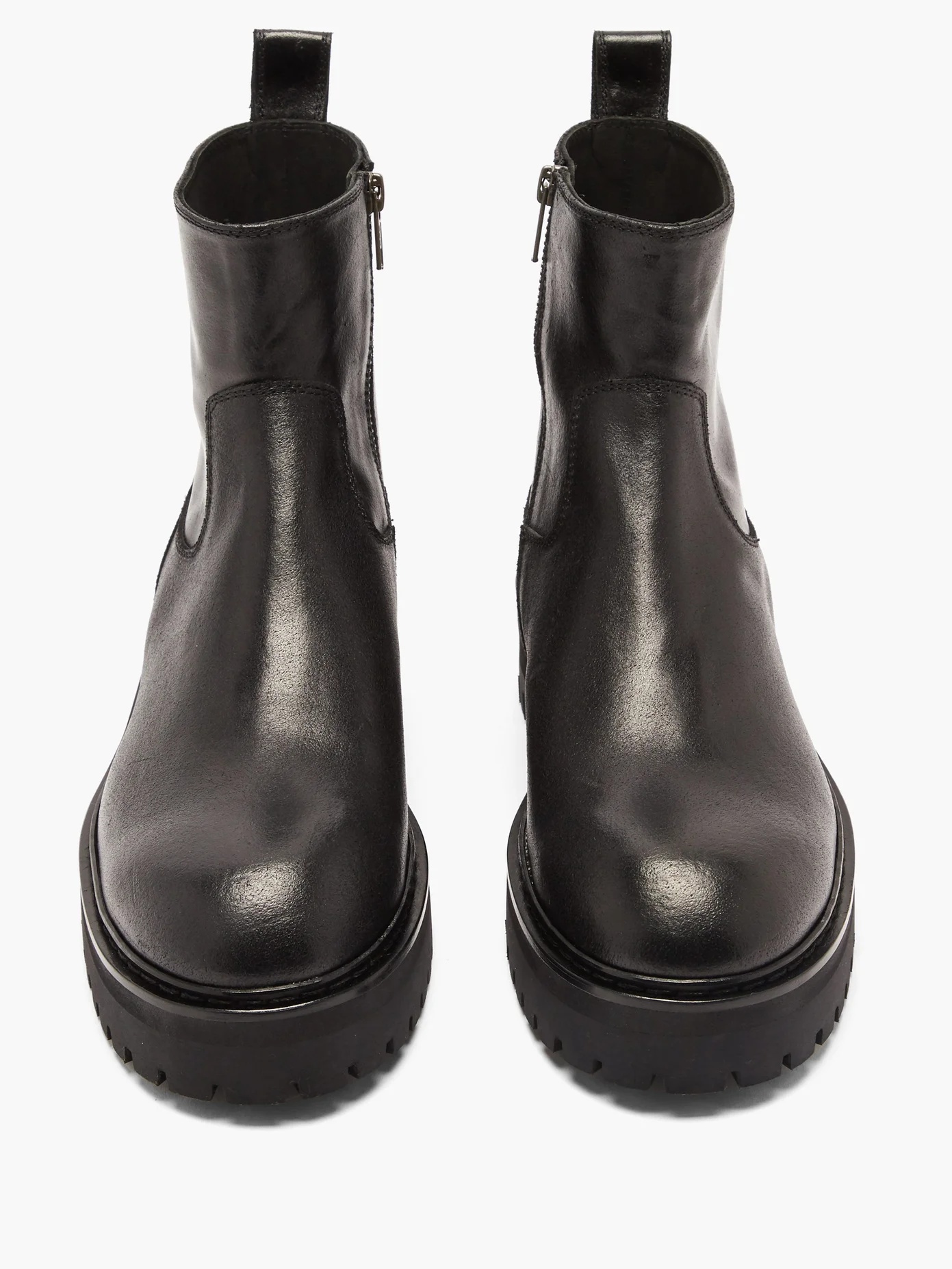 Chunky-sole zipped leather boots - 5