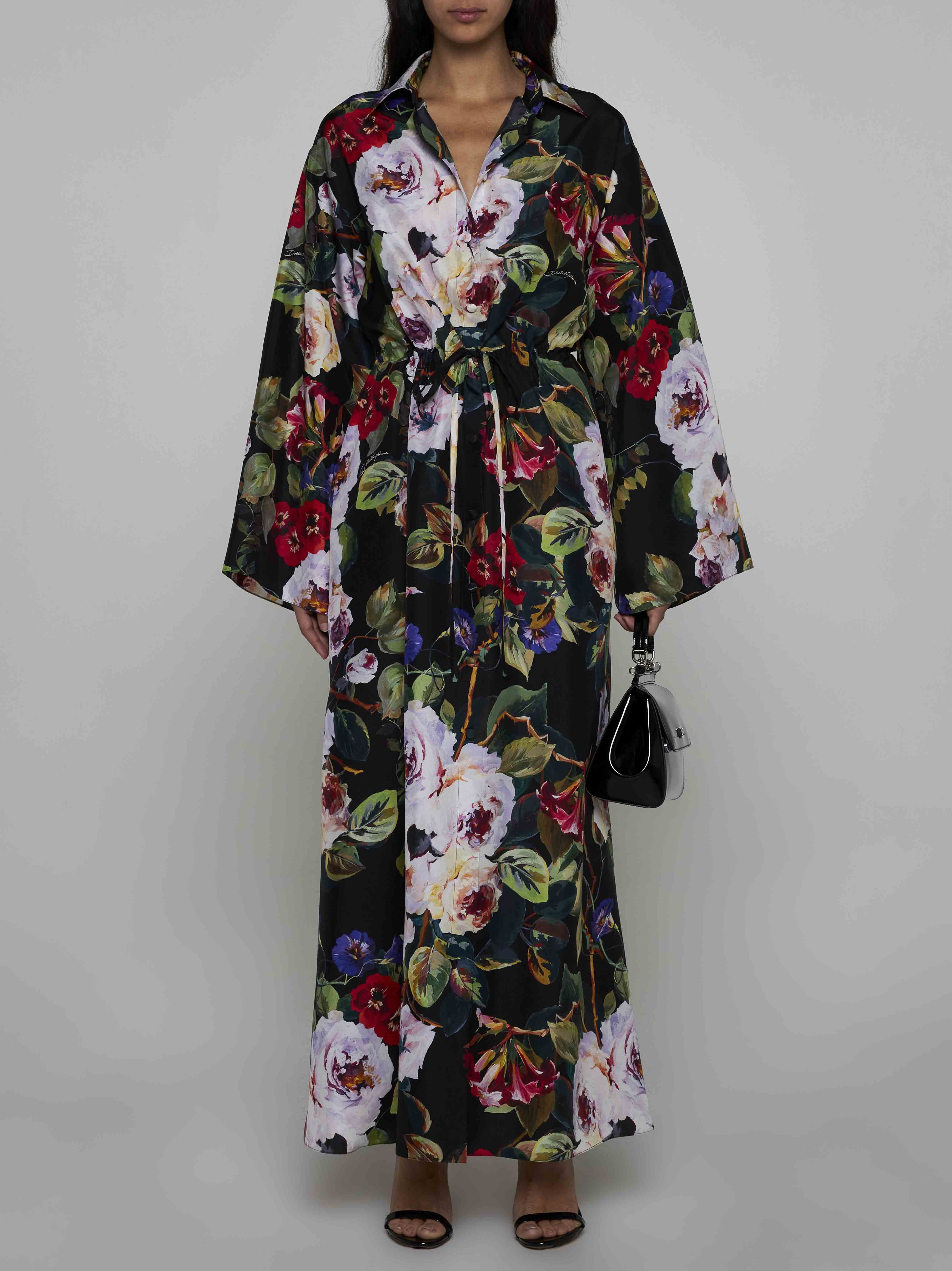 Floral print silk shirt dress - 2