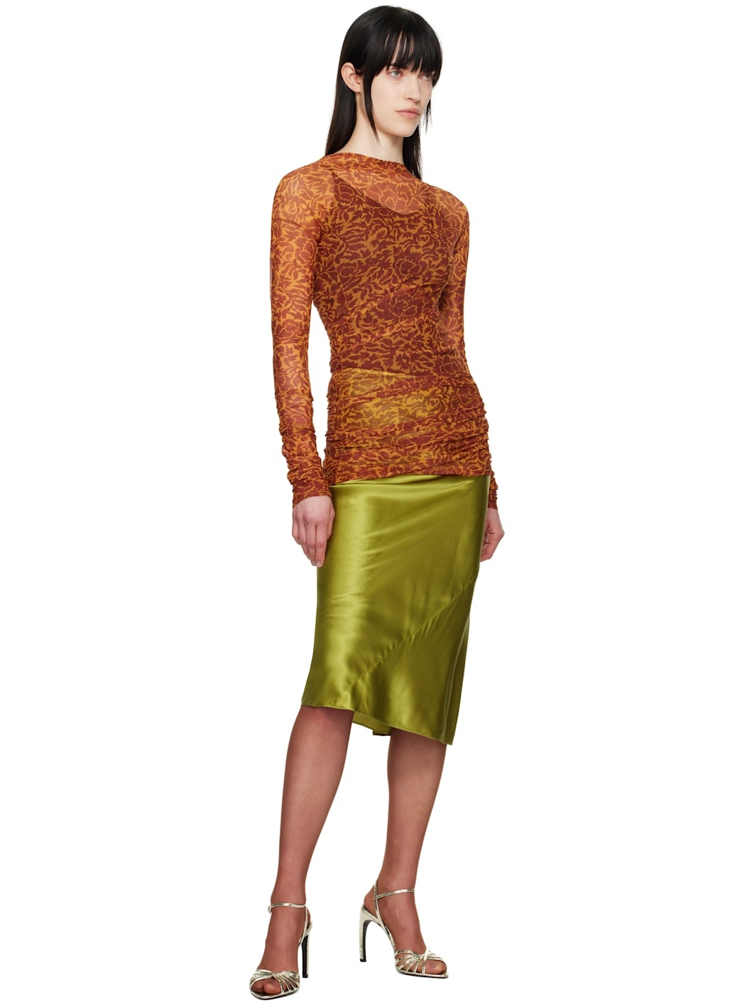 Orange Printed Long Sleeve T-shirt - 4