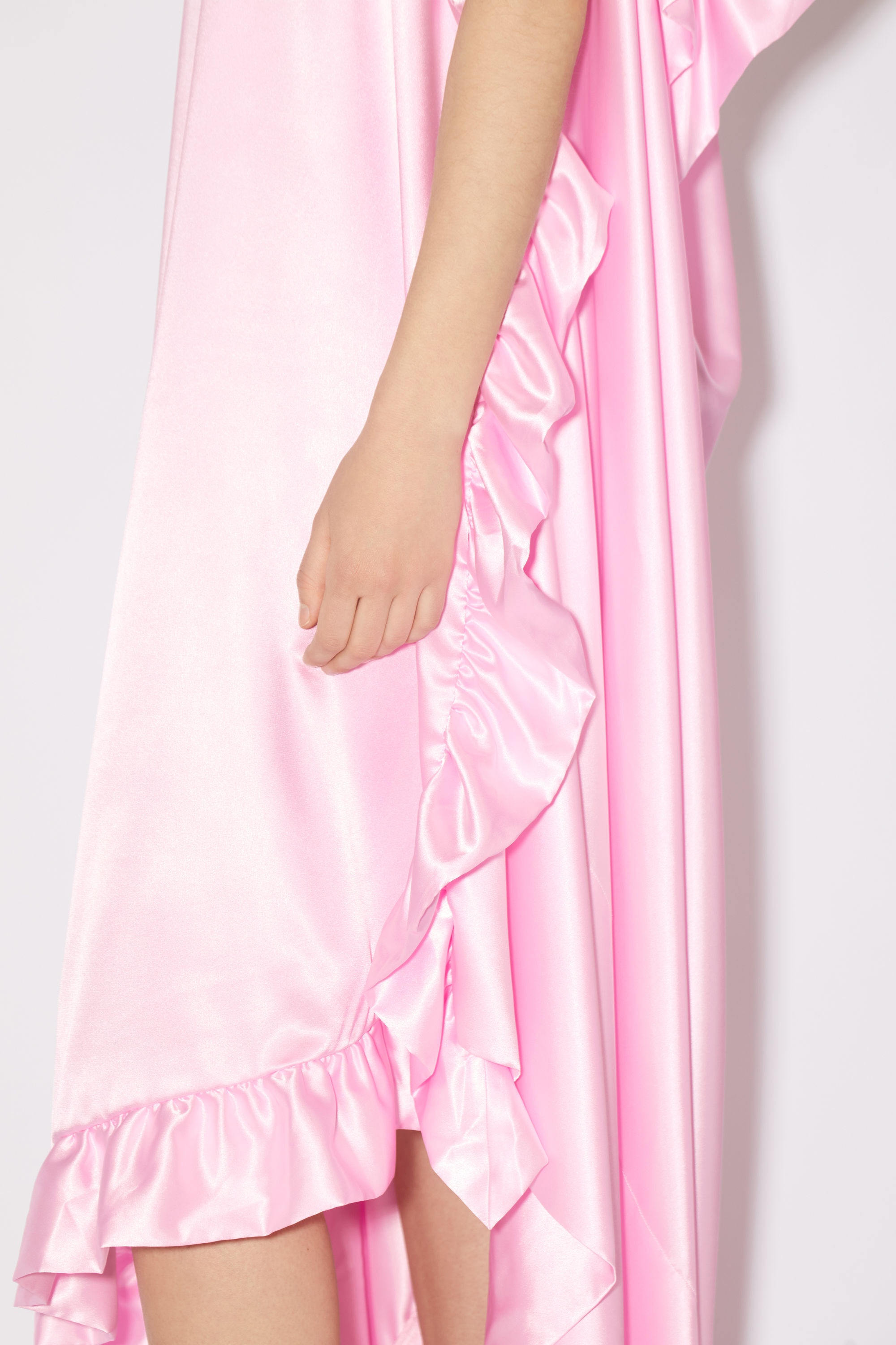 Satin ruffle dress - Pink - 5