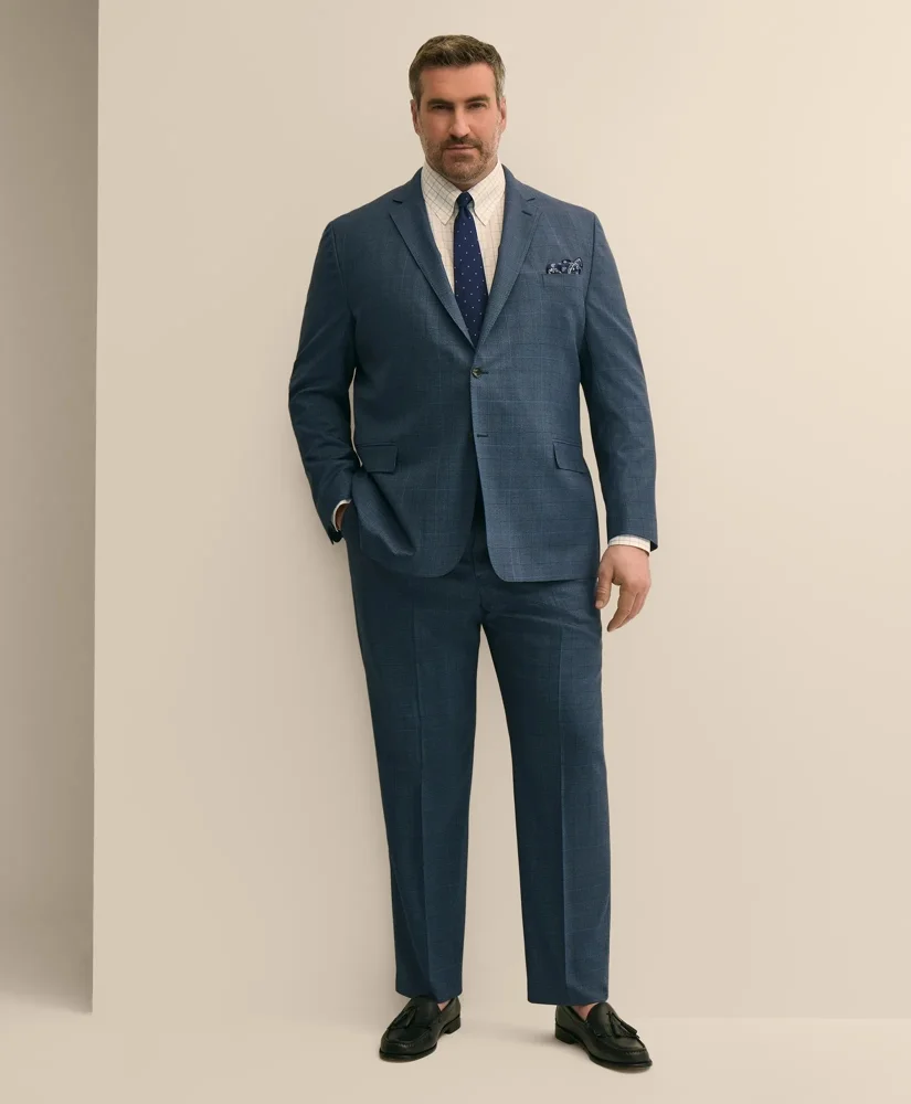Brooks Brothers Explorer Collection Big & Tall Wool Overcheck Suit Pants - 1