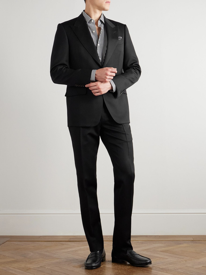 TOM FORD Shelton Grain de Poudre Wool and Mohair-Blend Suit Jacket Black outlook