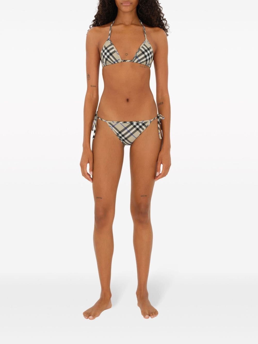 triangle-cup checked bikini top - 3