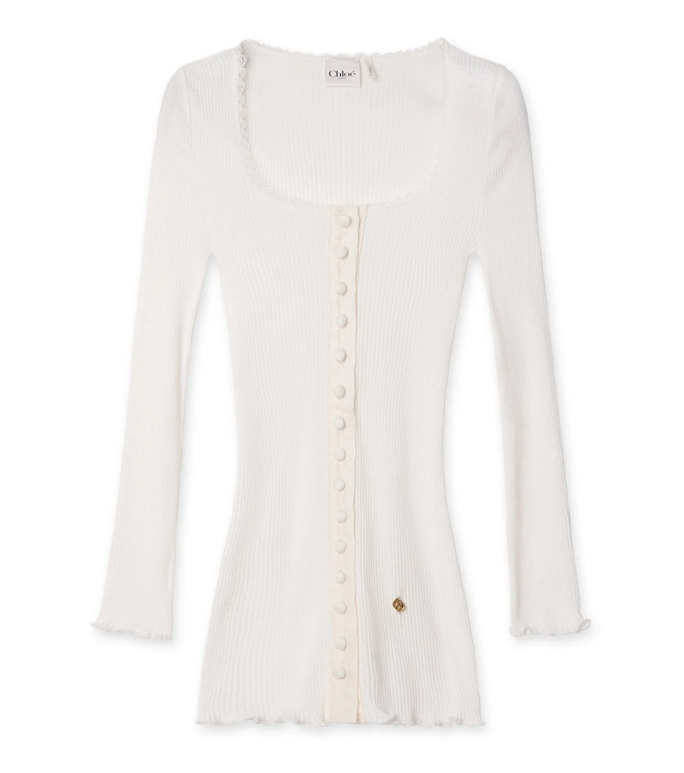 Rib Jersey Front Button Top - 1