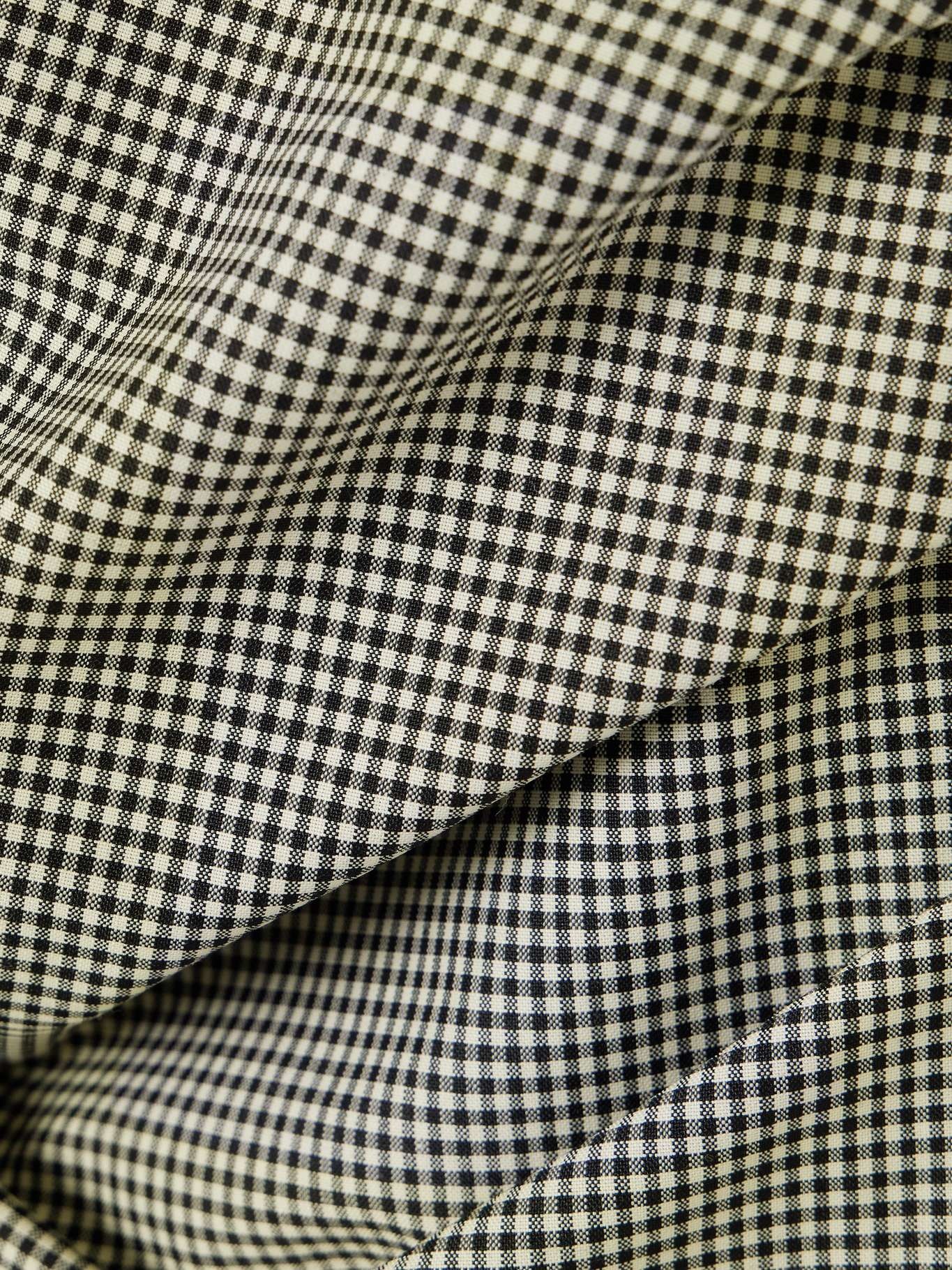 Gathered gingham wool-blend top Black - 4