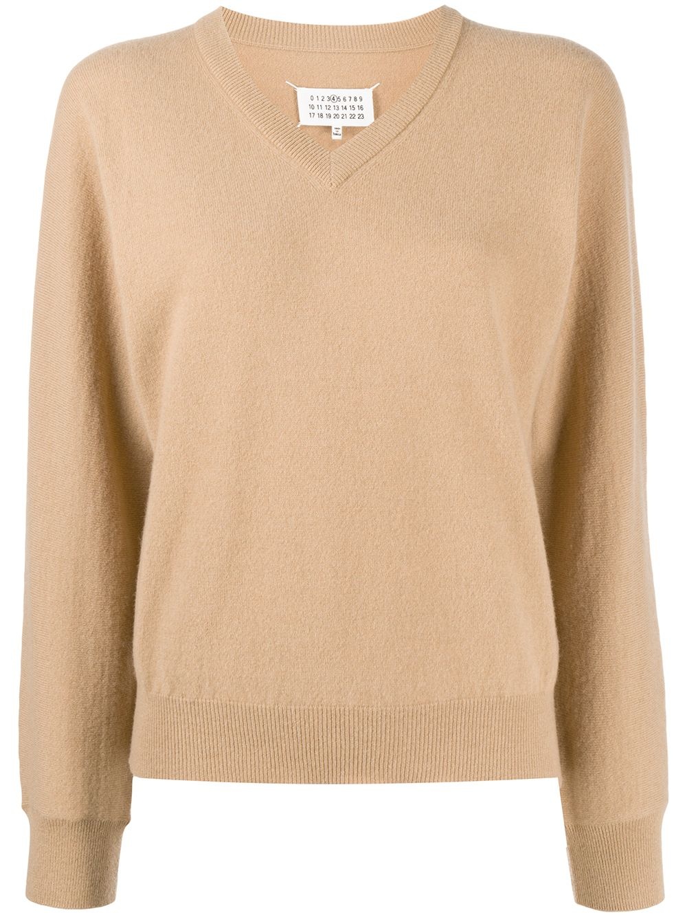 ribbed-edge V-neck jumper - 1