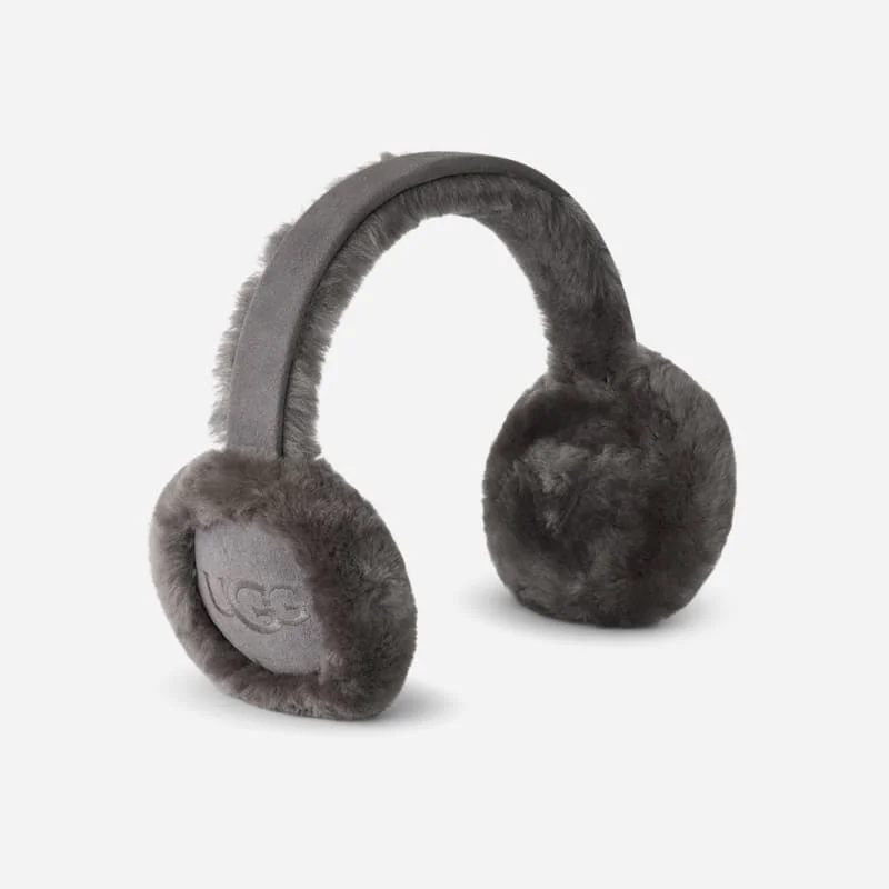® Women's Sheepskin Embroidery Earmuff in Anchor Grey - 1