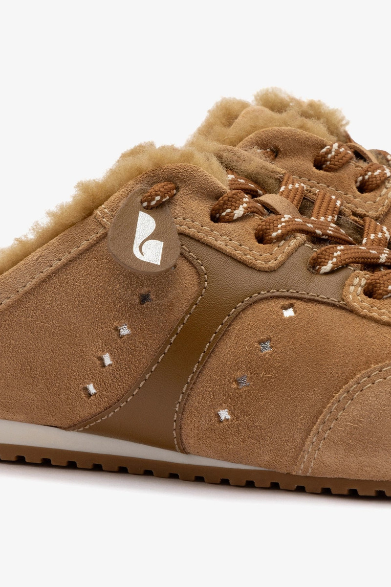 Stella Mule In Peanut Suede And Natural Shearling 4