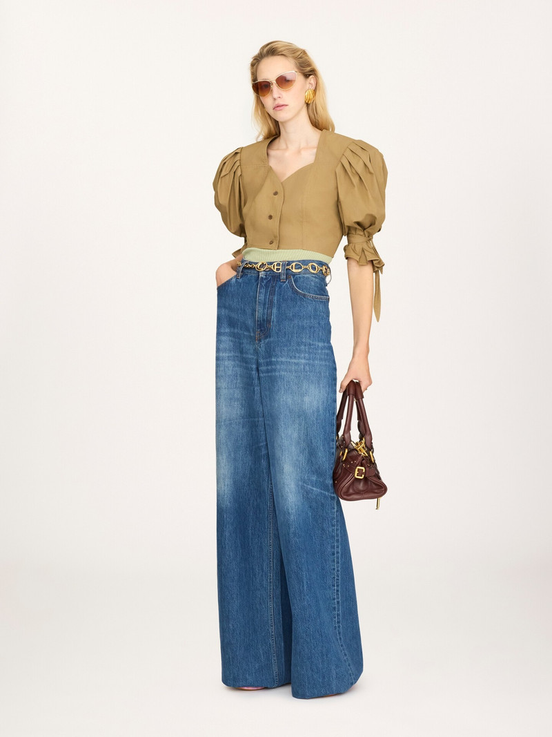 Chloé PUFF-SLEEVE CROPPED TOP IN COTTON POPLIN outlook