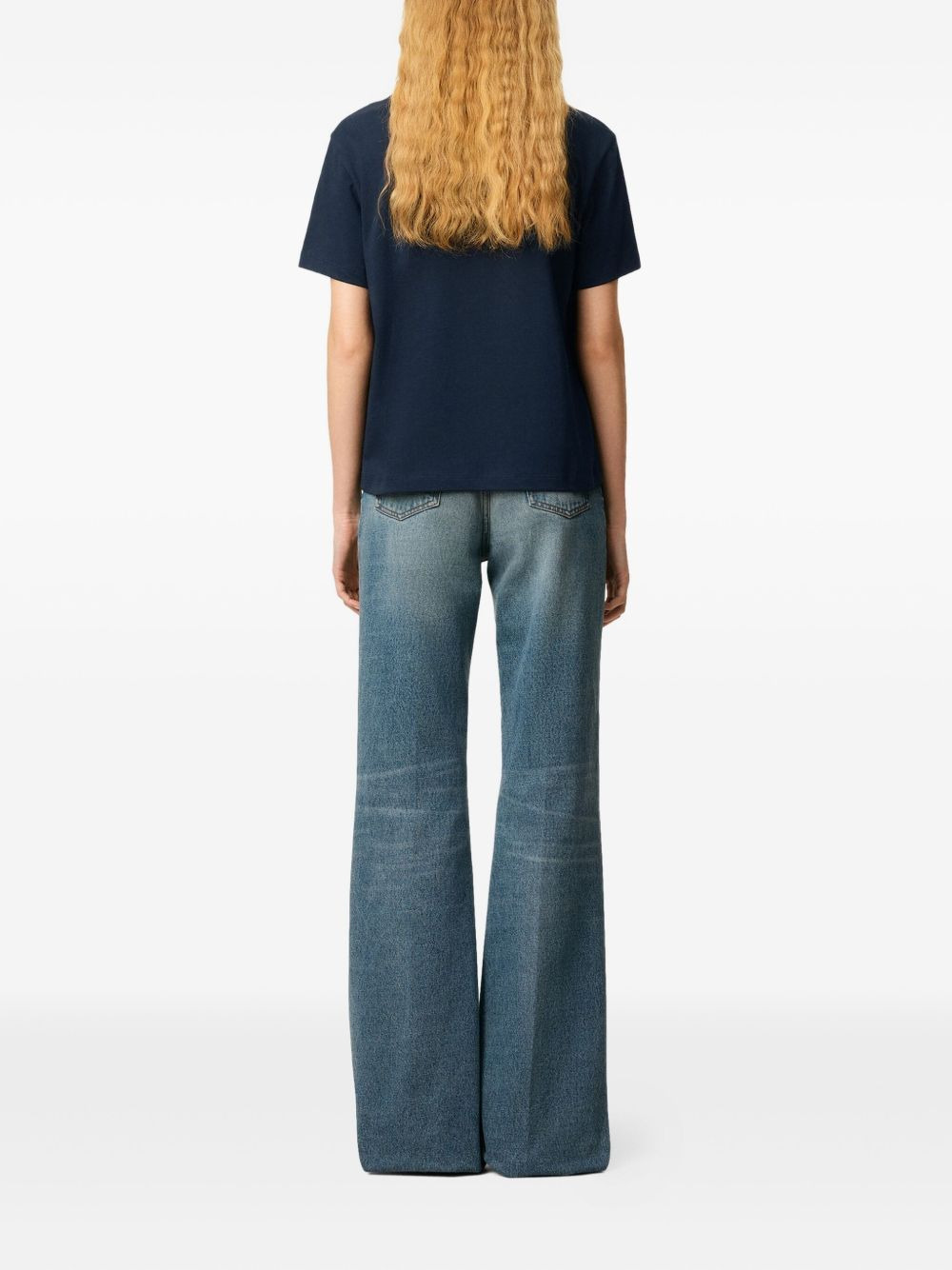 embroidered logo ribbed neck t-shirt - 2