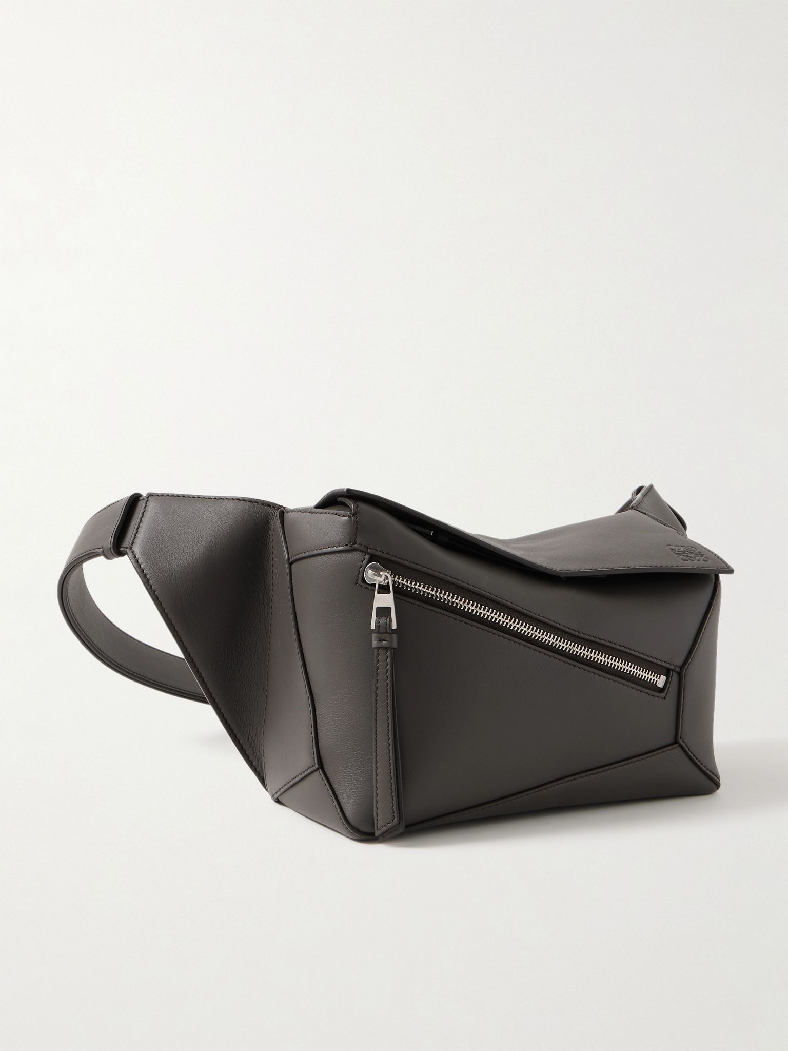 Puzzle Edge Small Leather Belt Bag Gray - 1