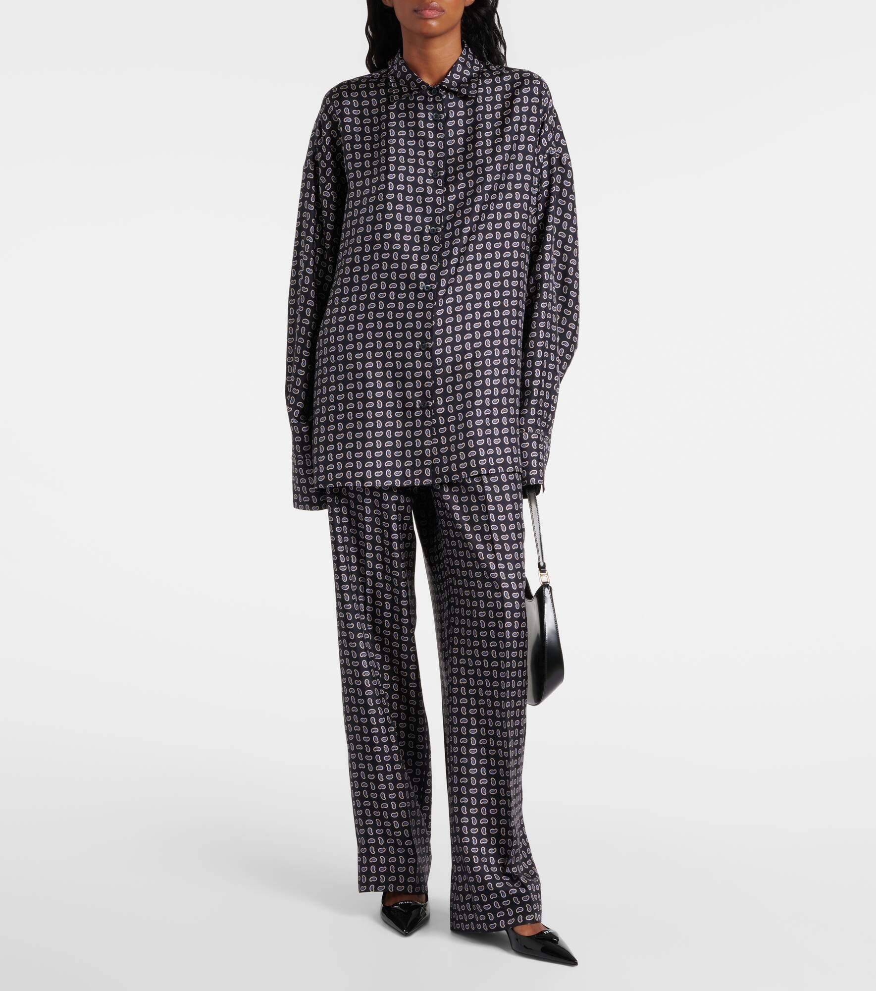 Paisley silk twill straight pants - 2