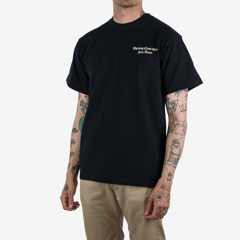 Iron Heart IHPT-2303-BLK 7.5oz Printed Loopwheel Crew Neck T-Shirt - Black outlook