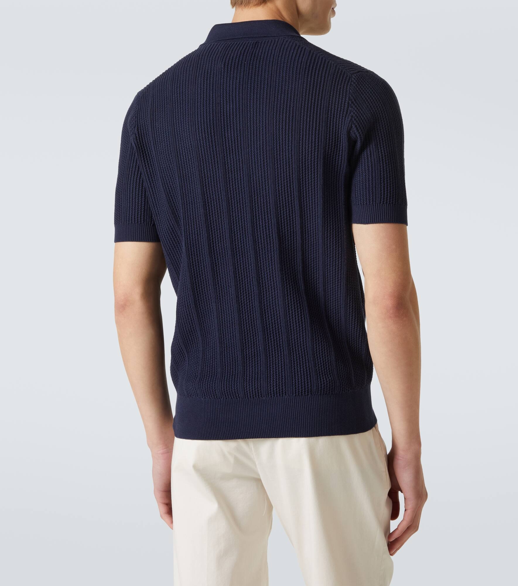 Ribbed-knit cotton polo sweater - 4
