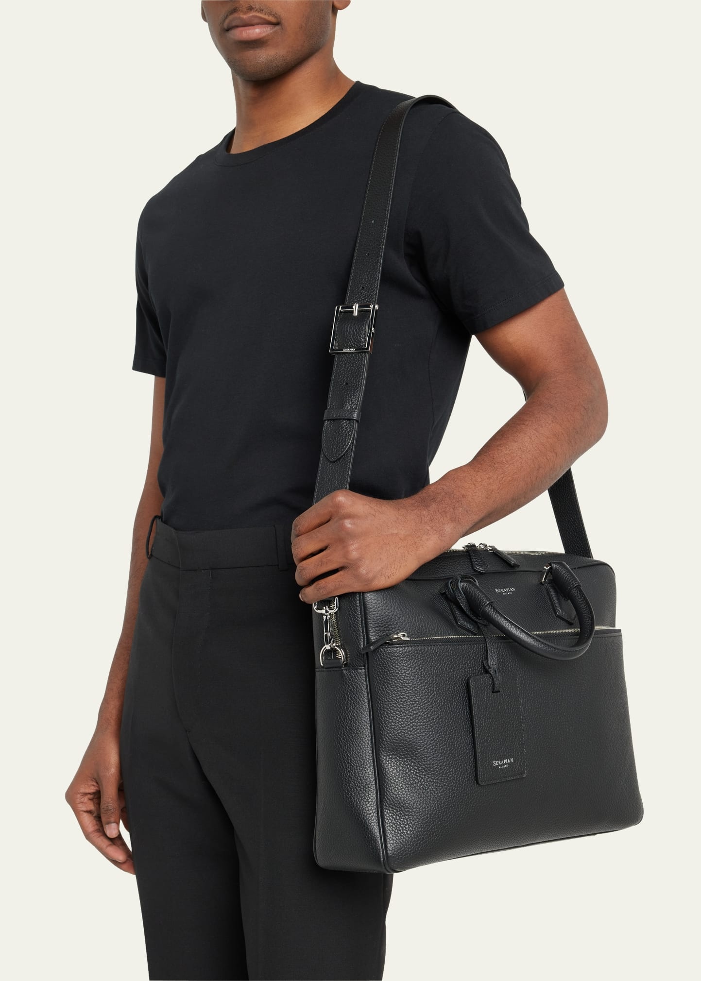 Men's Cachemire Leather Slim Briefcase - 2