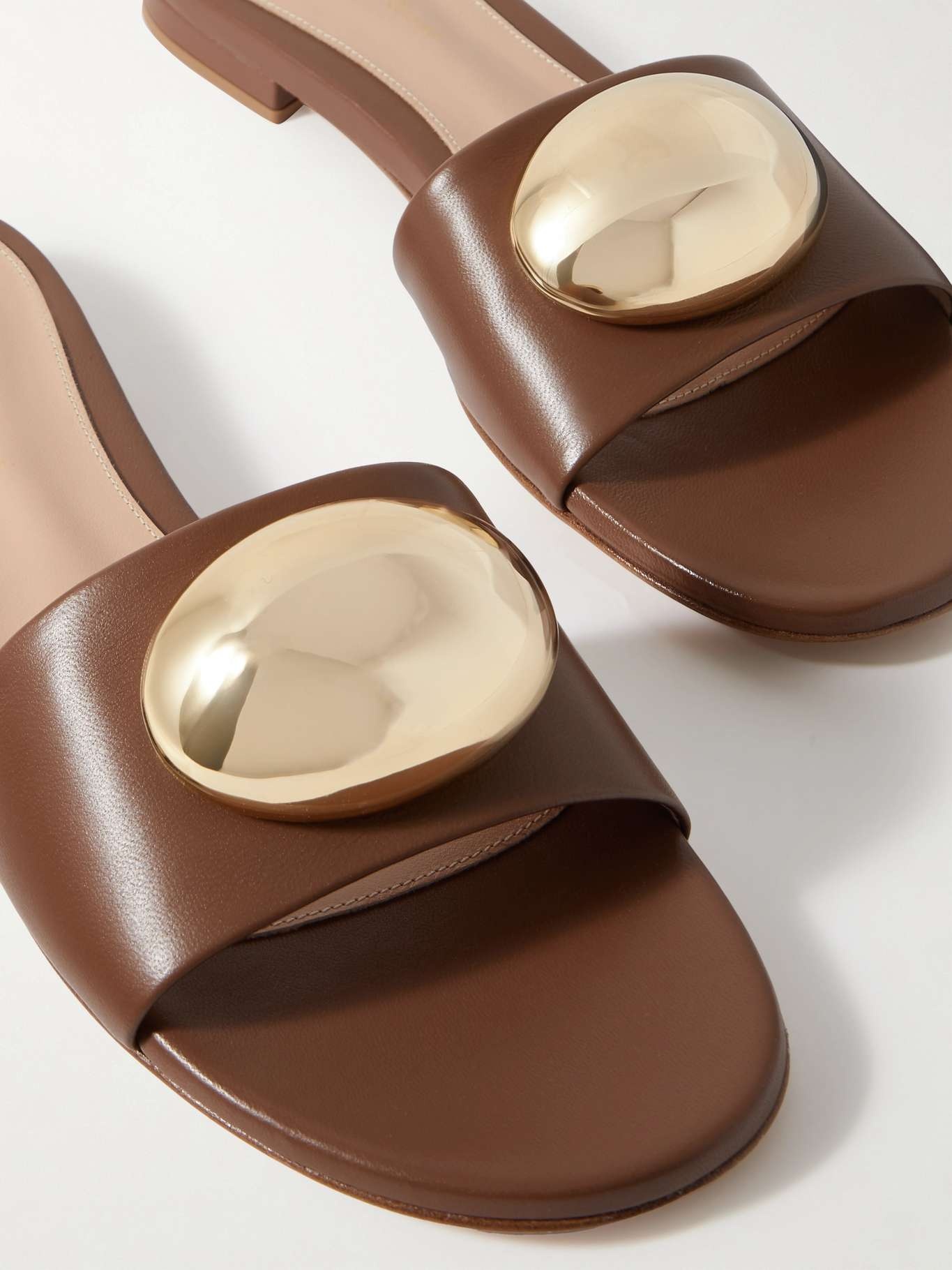Embellished leather slides - 4