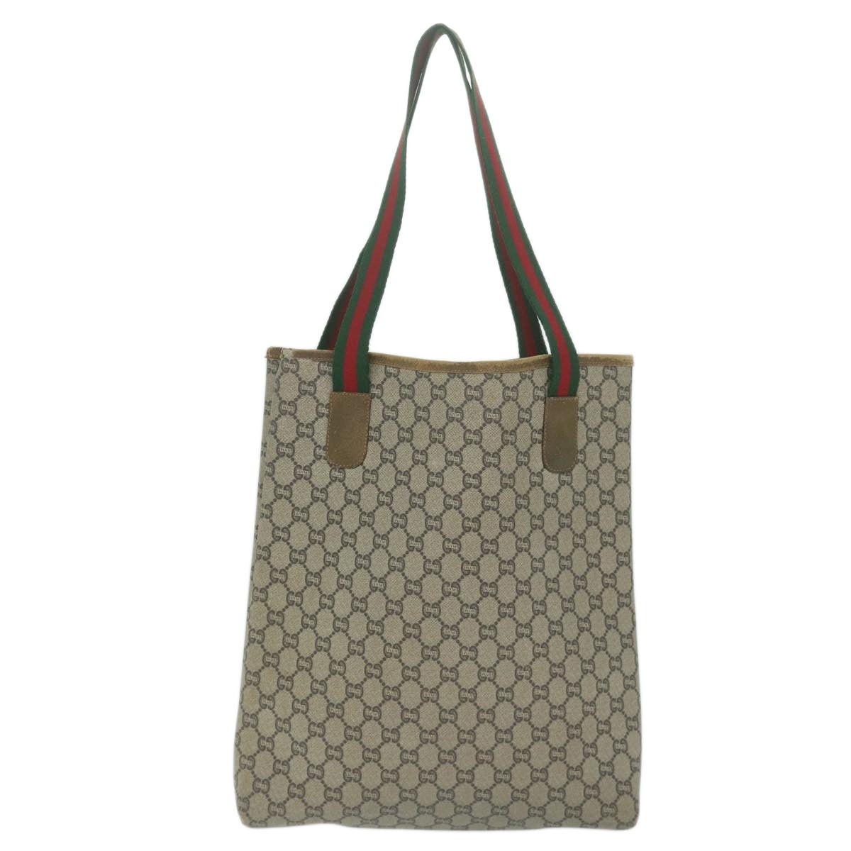 GUCCI GG Plus Supreme Web Sherry Line Tote Bag Beige Red Green - 3