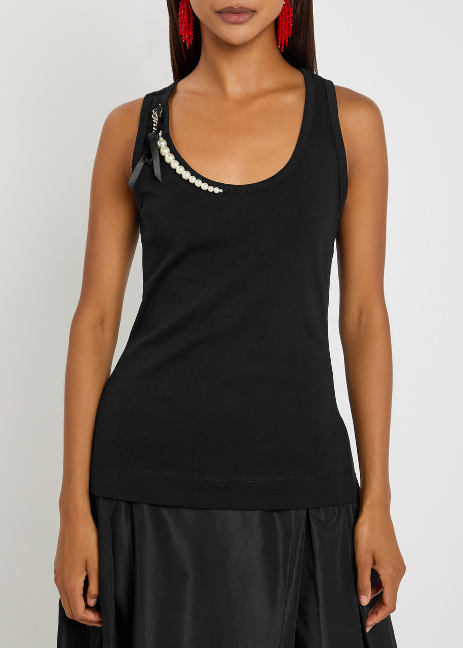 Simone Rocha Pearl Chain Sculpt Cotton Tank - 2