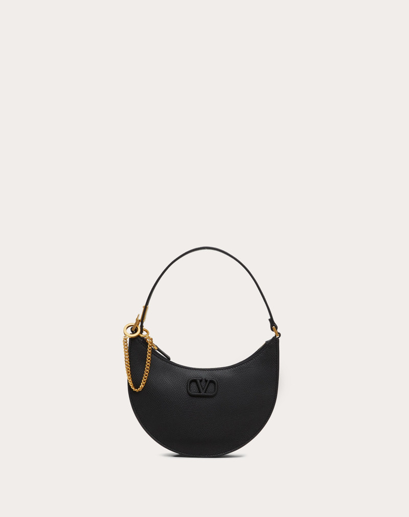 MINI VLOGO SIGNATURE GRAINY CALFSKIN HOBO BAG 1