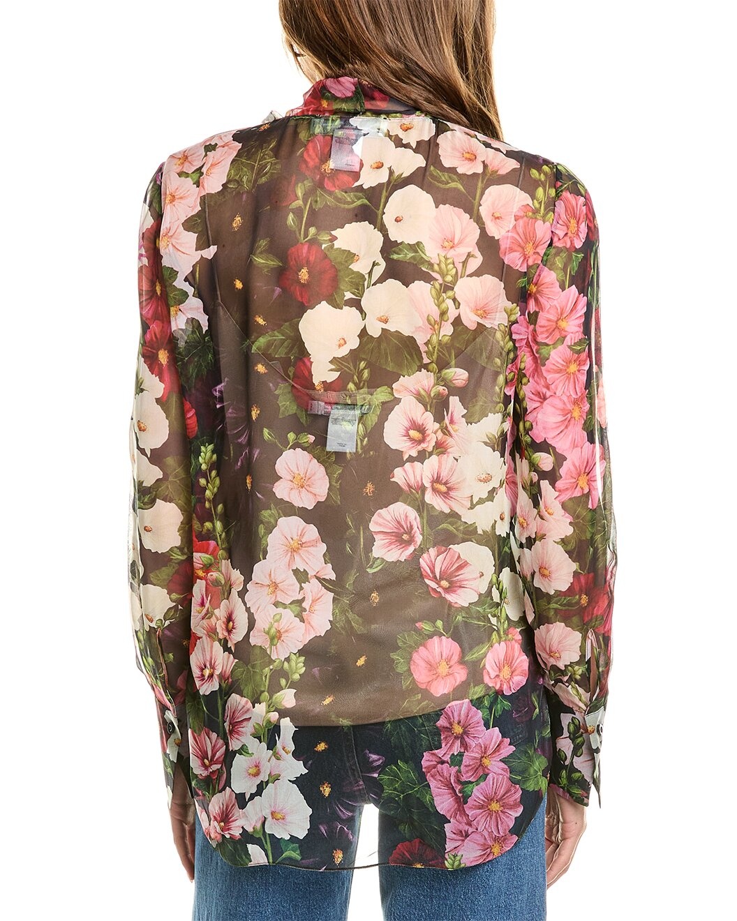 Oscar de la Renta Hollyhocks Silk Chiffon Blouse - 2