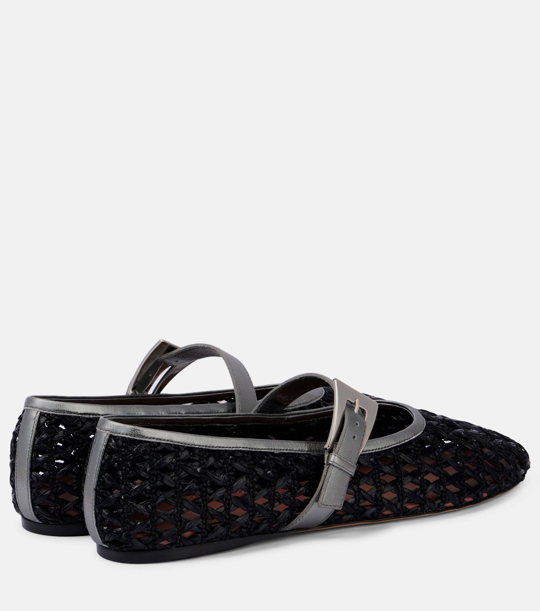 Sveva buckle-detail raffia ballet flats - 2