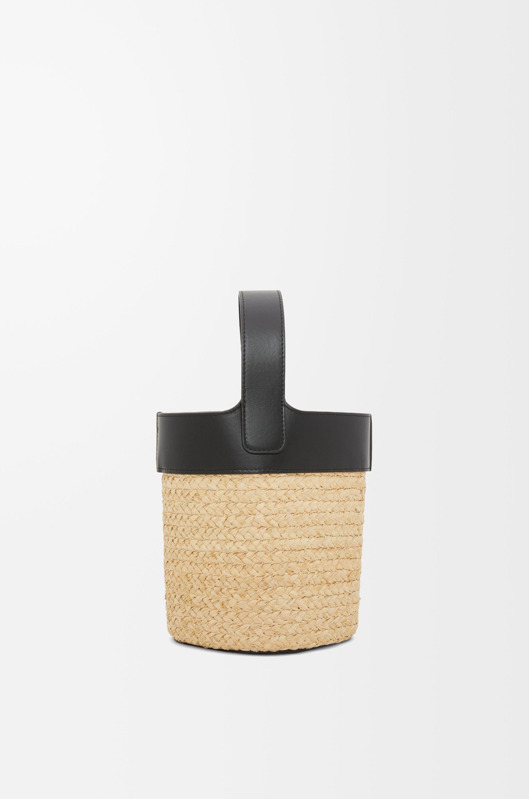 Mini Pebble Bucket bag in raffia and calfskin - 5