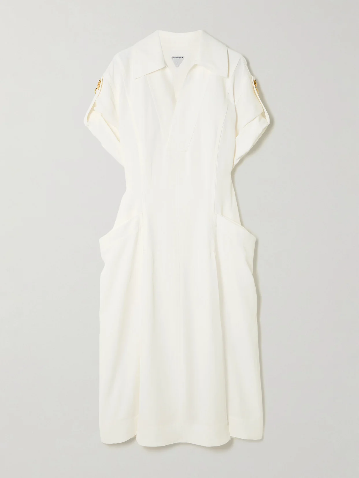 Embellished Pleated Woven Midi Dress - 1