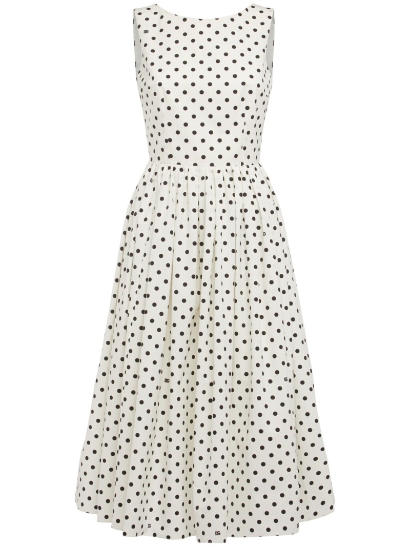 Polka dots sleeveless cotton midi dress - 1
