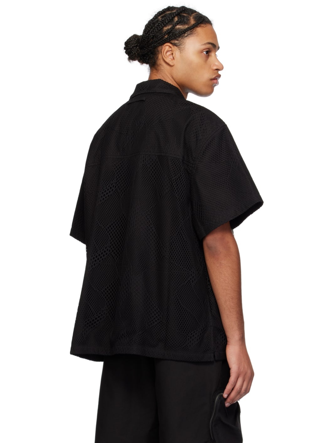 Black Mesh Overlay Shirt - 3