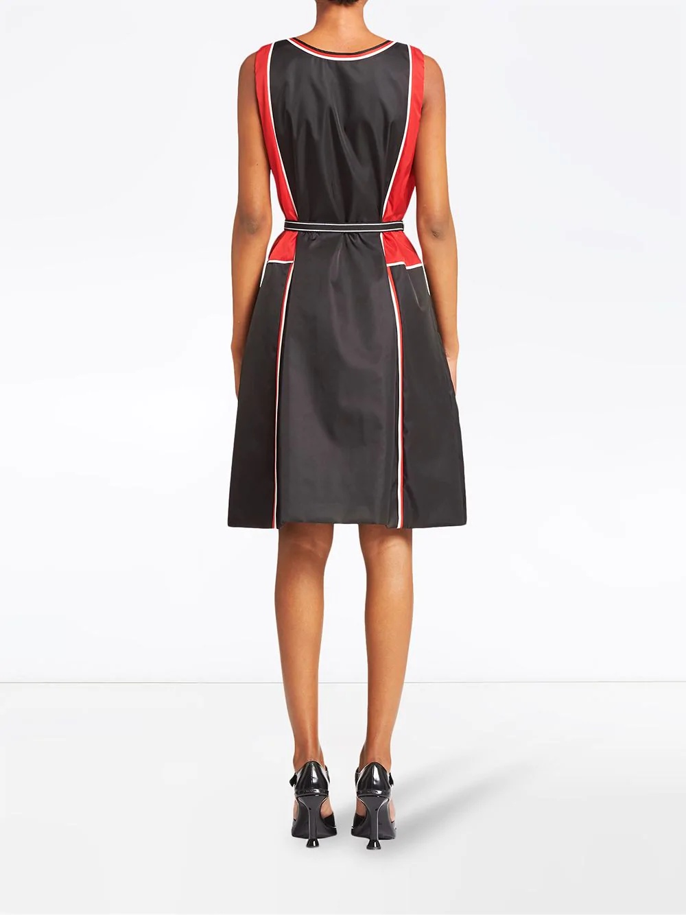 logo plaque belted flared dress - 4