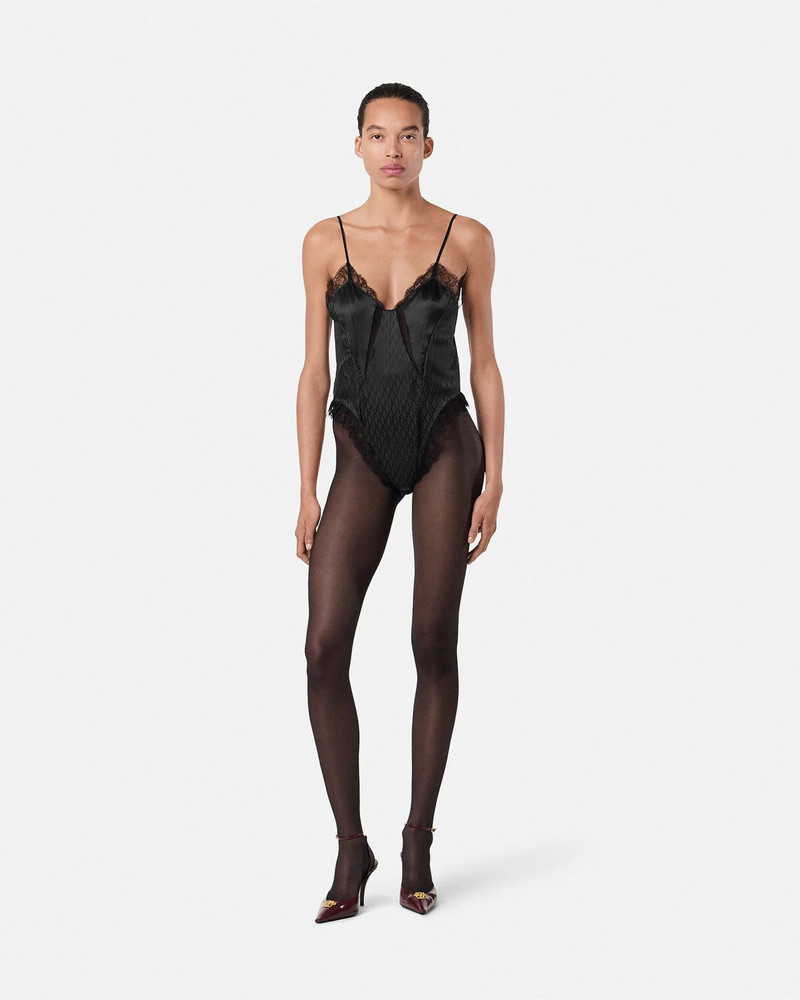 VERSACE V Allover Jacquard Silk Bodysuit outlook