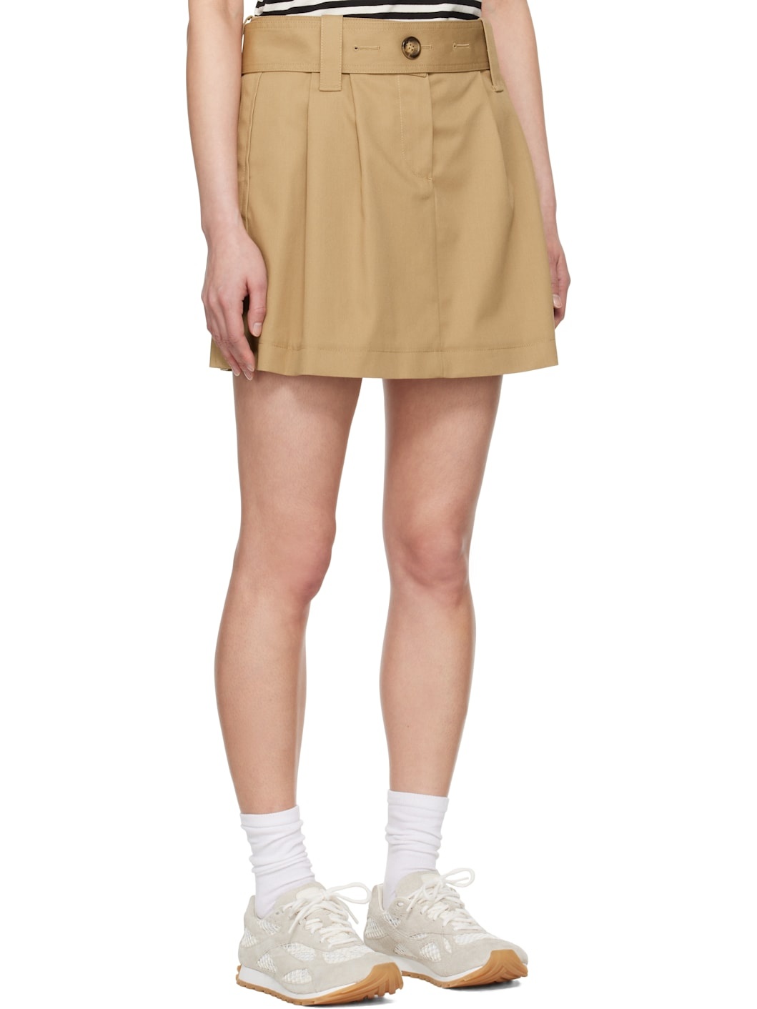 Tan Pleated Miniskirt - 2