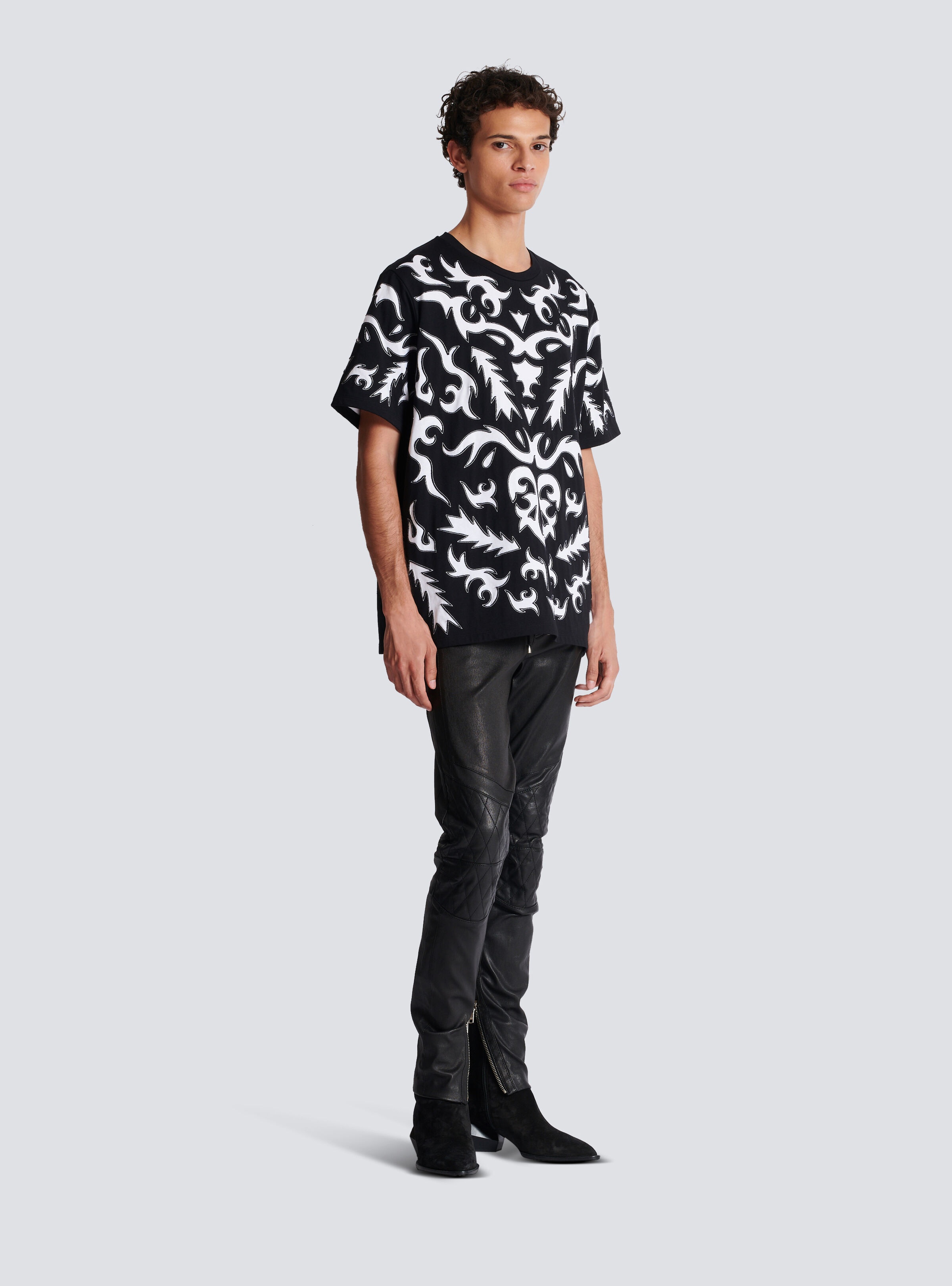Oversized T-shirt with laser-cut Baroque print - 3